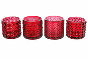 ARPIMEX Glasdosen Kerzenhalter Ø 7 cm H 6,8 cm Rot Mix 4 Stk.