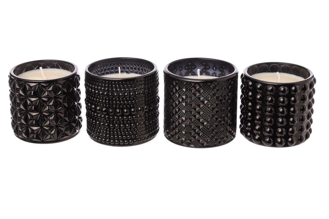 ARPIMEX Glaskanne mit Wachs D 7 cm H 6,8 cm Mix 4 Stück Schwarz