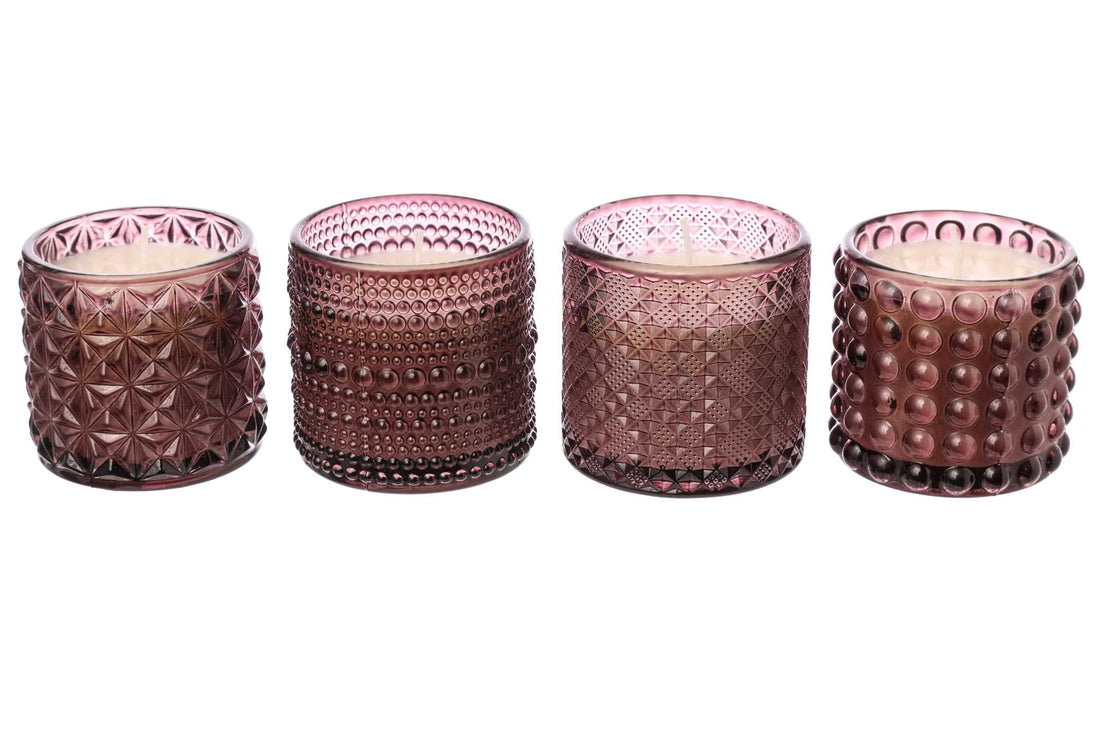 ARPIMEX Glasgefäß mit Wachs D 7 Cm H 6,8 Cm Mix 4 Stk Pink