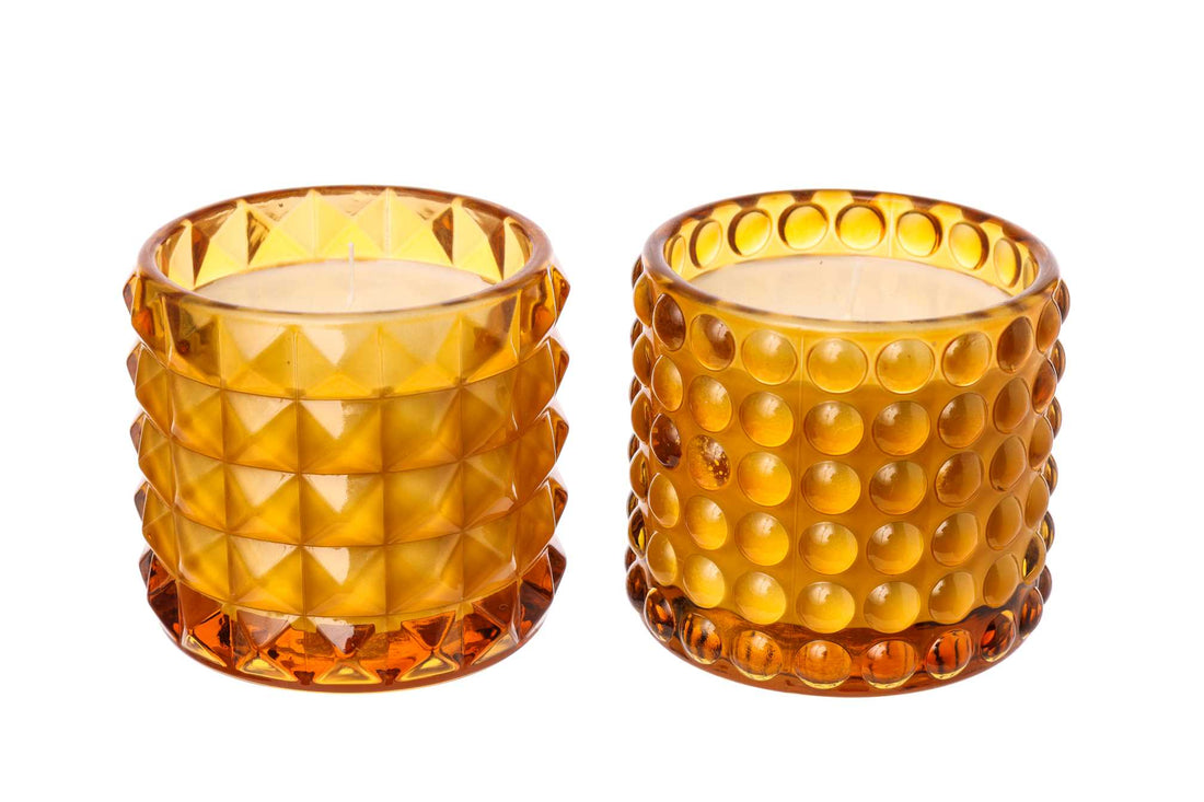 ARPIMEX Glasgefäß mit Wachs D 9,5 cm H 8,5 cm Mix 2 Stück Braun