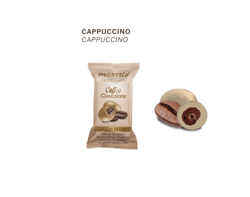 Maxtris Coffee Chocolate Cappuccino Latte 1 kg 380 Pezzi – Cioccolatini al Latte al Gusto Cappuccino Incartati Singolarmente per Feste e Idee Regalo