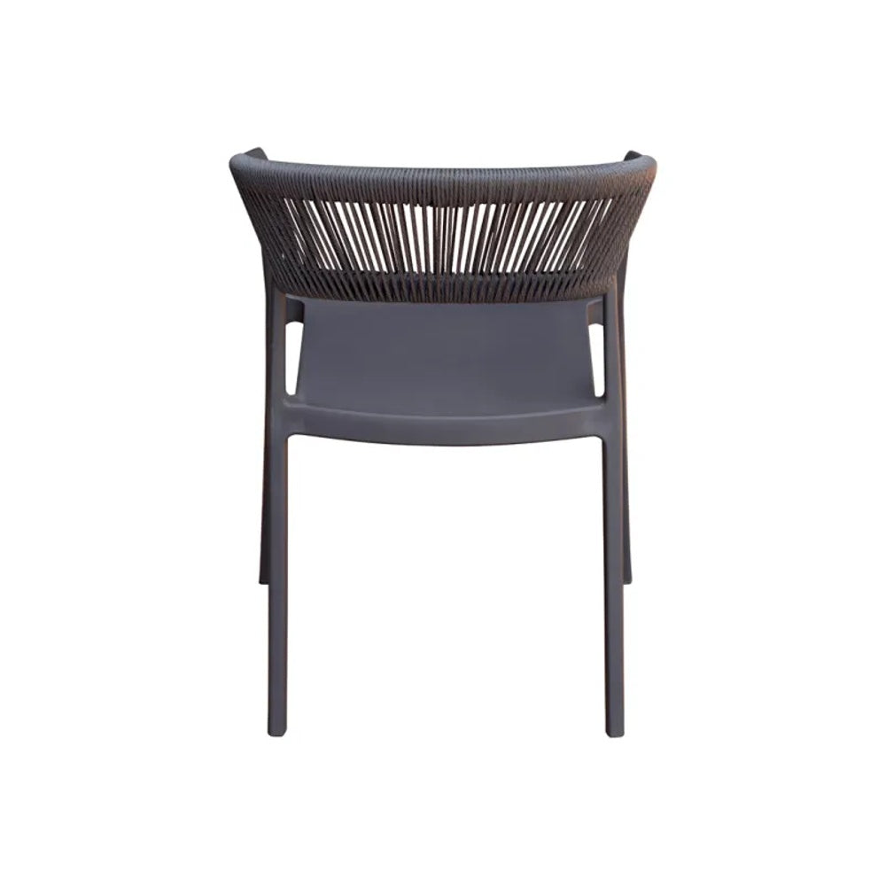 Moia Greenwood Poltrona Stuhl Lion aus Polypropylen mit anthrazitfarbenem Seil – stapelbarer UV-beständiger Outdoor-Stuhl