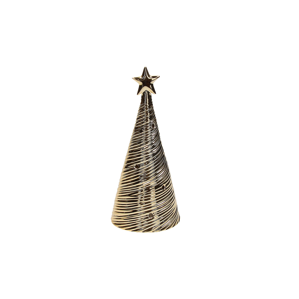 tognana tognana albero natale conico con led h 20 cm christmas texture porcellana oro ean 8056444442298