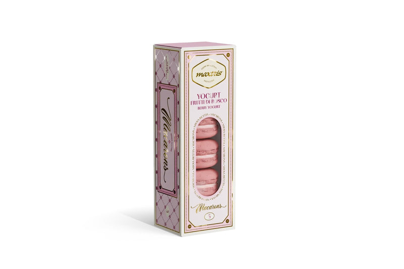 Maxtris Macarons Yogurt Rosa 70 g 5 Pezzi – Dolcetti Macarons al Gusto Yogurt per Feste, Confettate e Idee Regalo