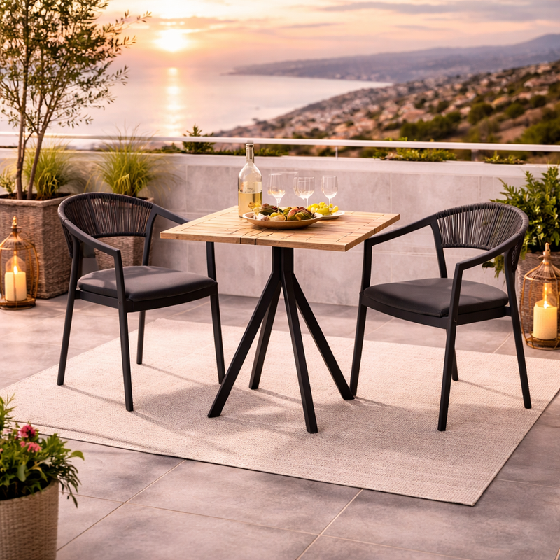 Moia Greenwood Sedia Poltrona Cagliari in Alluminio Antracite – Poltrona Outdoor con Wicker Antracite e Textilene Grigio Chiaro