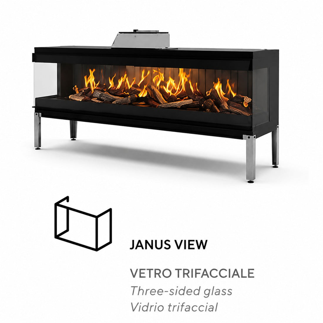 Nobis Camino Elettrico Janus 170 Senza Ventilazione a LED 4K Fiamma Olografica