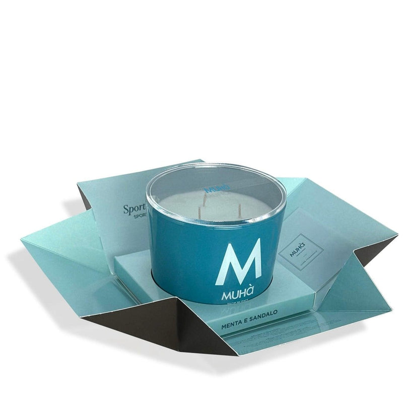 Muhà Candela Profumata Menta e Sandalo 270 g Ø8,9xH9,5 cm – Candela Aromatica Decorativa per la Casa e Idea Regalo