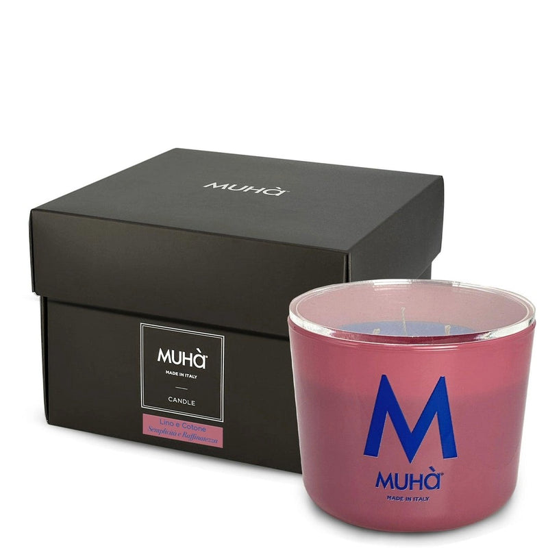 Muhà Duftkerze Leinen und Baumwolle 270 g Ø8,9xH9,5 cm – Aromatische Dekorkerze und Geschenkidee