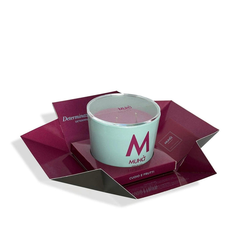 Muhà Duftkerze Leder und Früchte 500 g Ø10,5xH11,9 cm – Aromatische Dekorationskerze für das Haus und Geschenkidee