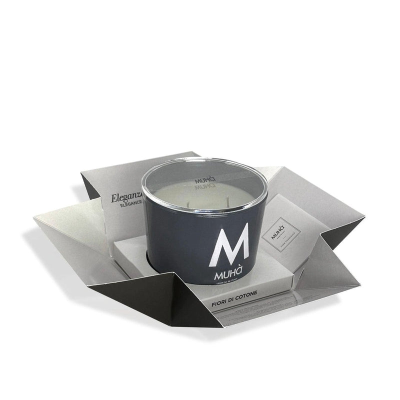 Muhà Candela Profumata Fiori di Cotone 500 g Ø10,5xH11,9 cm – Candela Aromatica Decorativa per la Casa e Idea Regalo