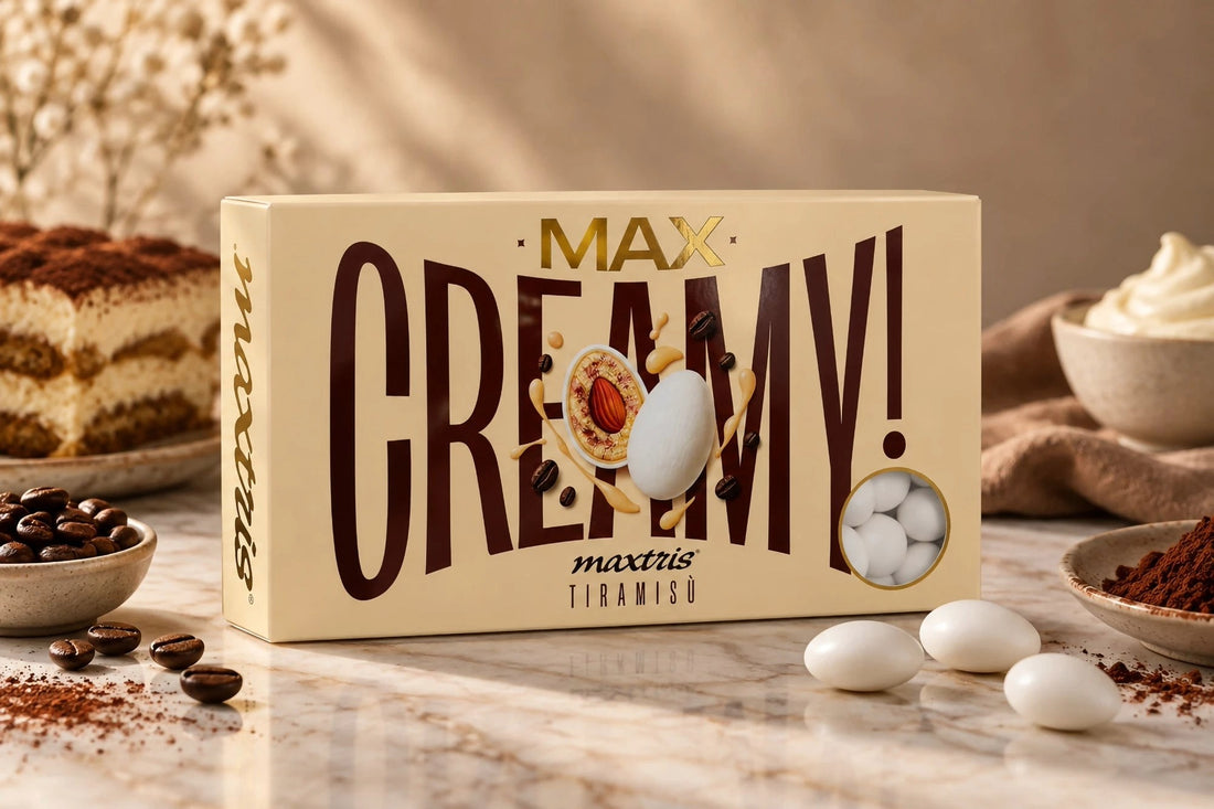 Maxtris Confetti Creamy Max Gusto Tiramisù Bianchi 1 kg – Confetti Golosi al Tiramisù per Matrimoni, Cerimonie, Feste e Confettate