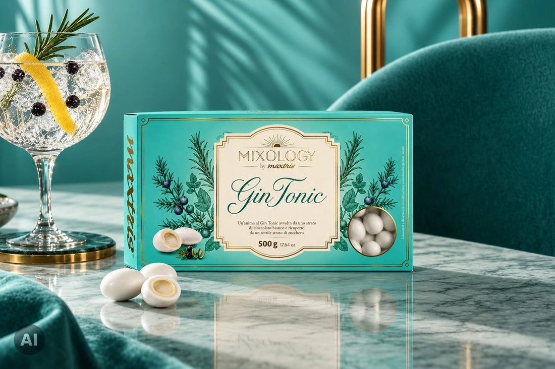 Maxtris Confetti Mixology Gin Tonic 500 g – Confetti Golosi al Cioccolato Bianco con Ripieno al Gusto Gin Tonic per Feste, Cerimonie ed Eventi