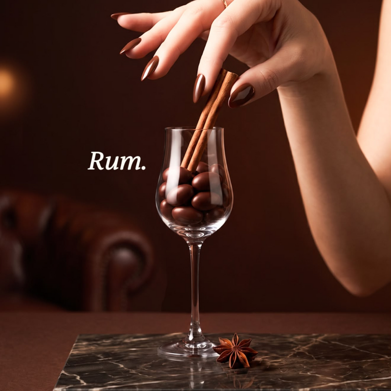 Maxtris Mixology Dragees mit Zartbitterschokolade und Rumfüllung – braune Dragees für Gastgeschenke und Events 500 g