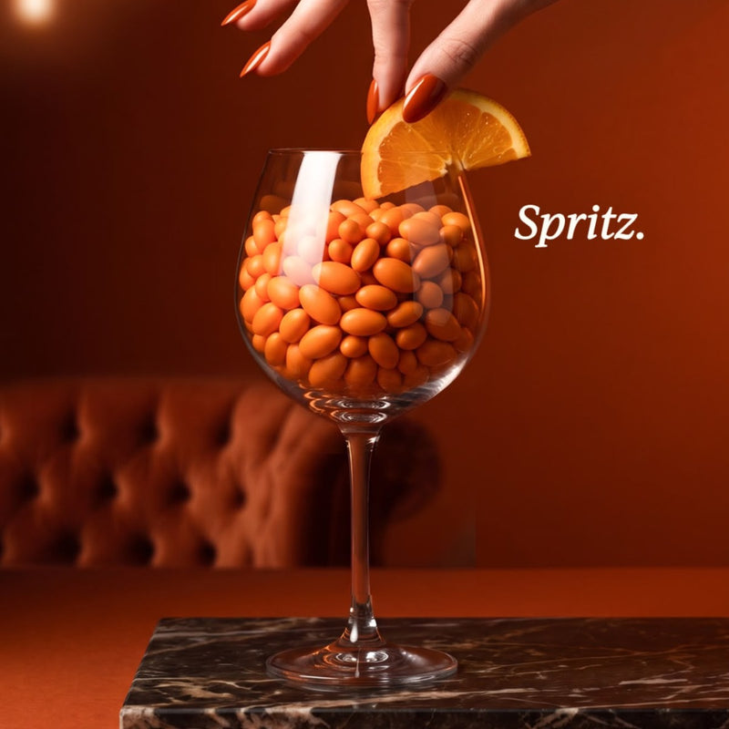 Maxtris Dragees Mixology Spritz 500 g – Orange Dragees mit dunkler Schokolade und Spritz-Likörfüllung für Feste und Events