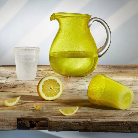 Zani Serafino Wasserglas Memento Yellow Transparent 30cl aus Glaspaste