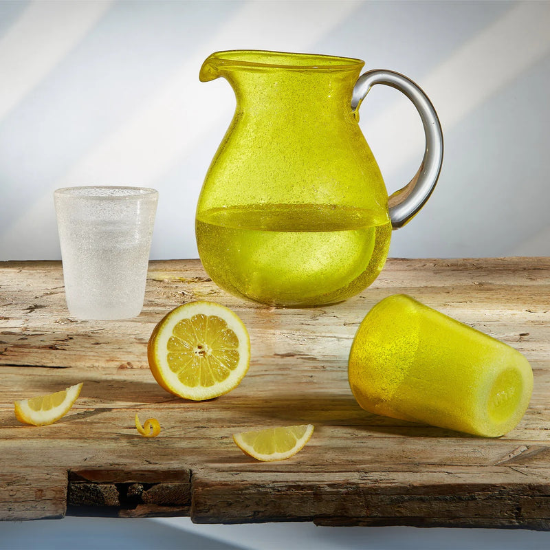 Zani Serafino Wasserglas Memento Yellow Transparent 30cl aus Glaspaste