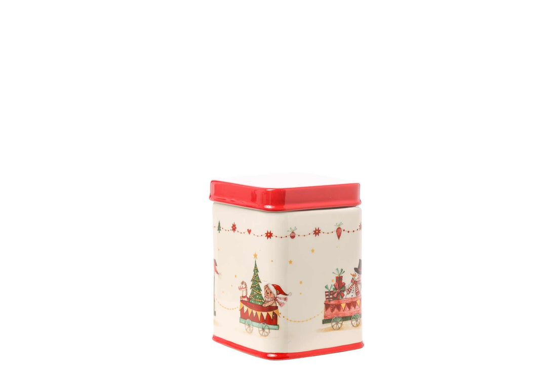 ARPIMEX Weihnachtsbehälter Dekoriert 9 x 9 x 12 Cm Weiß Rot