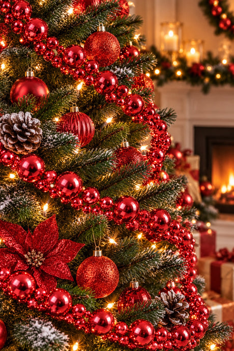 ARPIMEX Weihnachtsperlenhalskette Kunststoff D 14 Mm 2,7 m Dunkelrosa