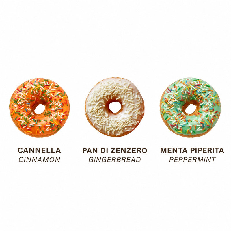 Maxtris Christmas Donuts 210 g 6 Pezzi – Dolcetti Natalizi ai Gusti Cannella, Pan di Zenzero e Menta Piperita – Idea Regalo di Natale