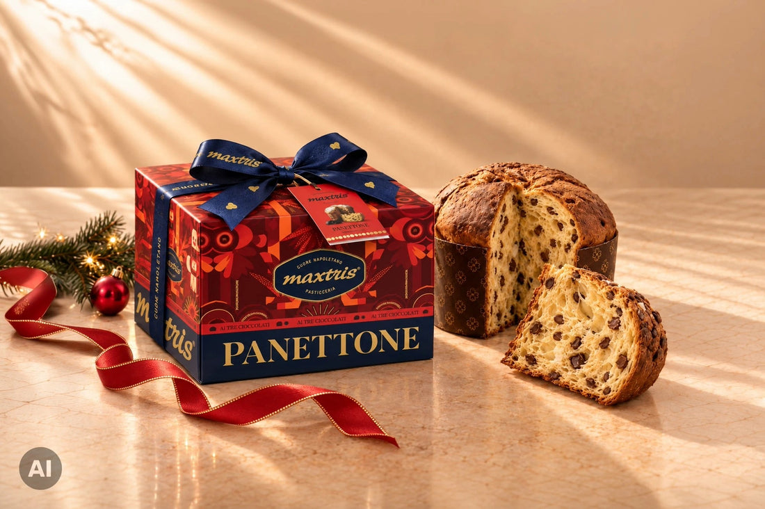 Maxtris Panettone ai Tre Cioccolati 1 kg – Dolce Natalizio Senza Uvetta e Scorze di Agrumi, Idea Regalo di Natale