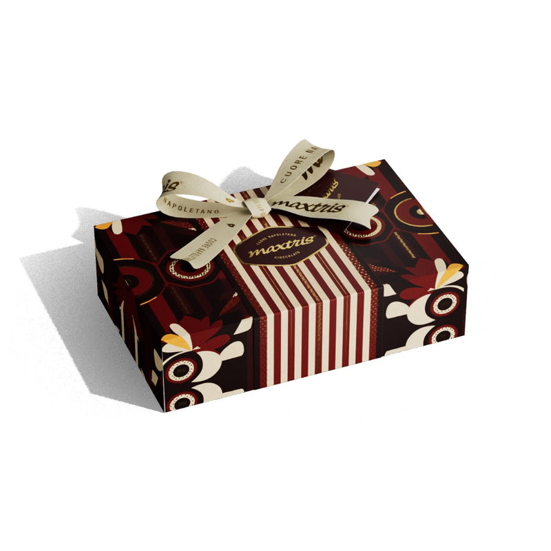 Maxtris Linea Regalo Schachtel Bordeaux Dunkle Schokolade 350 g – Geschenkpackung mit sortierter Dunkler Schokolade für Feste und besondere Anlässe