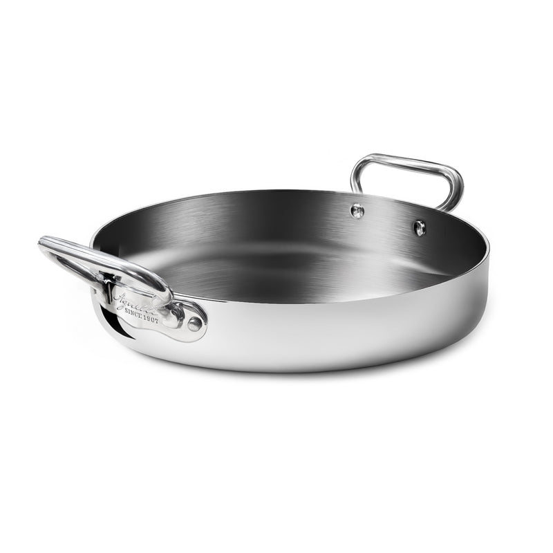 AGNELLI Bratpfanne Alu-Inox 3PLY mit 2 Edelstahlgriffen 28x6 cm