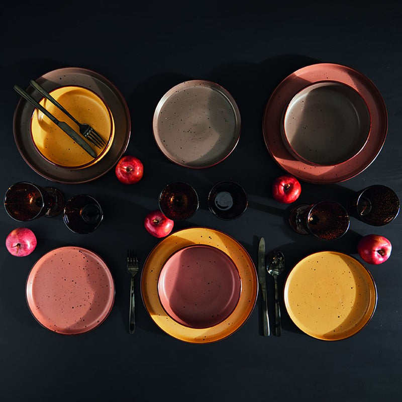 Tognana Urban Bruges Piatto Fondo in Stoneware Rosso Terra Ø18,5xH5,5 cm – Piatto Elegante in Gres per la Tavola