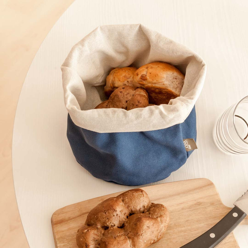 WD LifeStyle Beutel für Brot zum Wärmen Baumwolle Blau