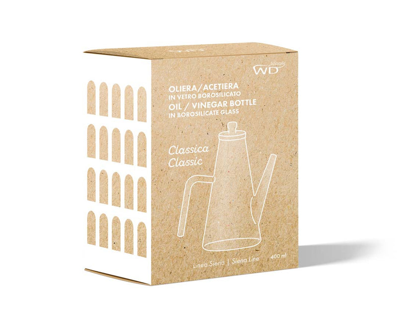WD LifeStyle Öl- und Essigflasche aus Borosilikatglas 400 ml – Dosierer für Öl und Essig zum Servieren