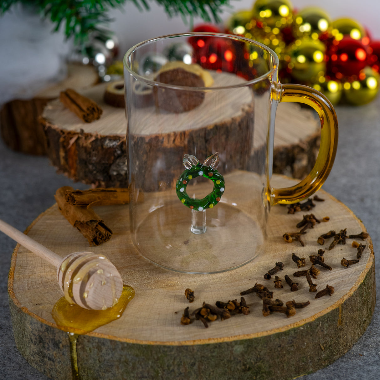 WD LifeStyle Glas-Becher Borosilikat Cc 420 Ml Dekoration Weihnachtskranz