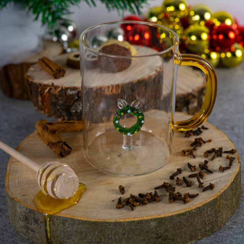 WD LifeStyle Glas-Becher Borosilikat Cc 420 Ml Dekoration Weihnachtskranz