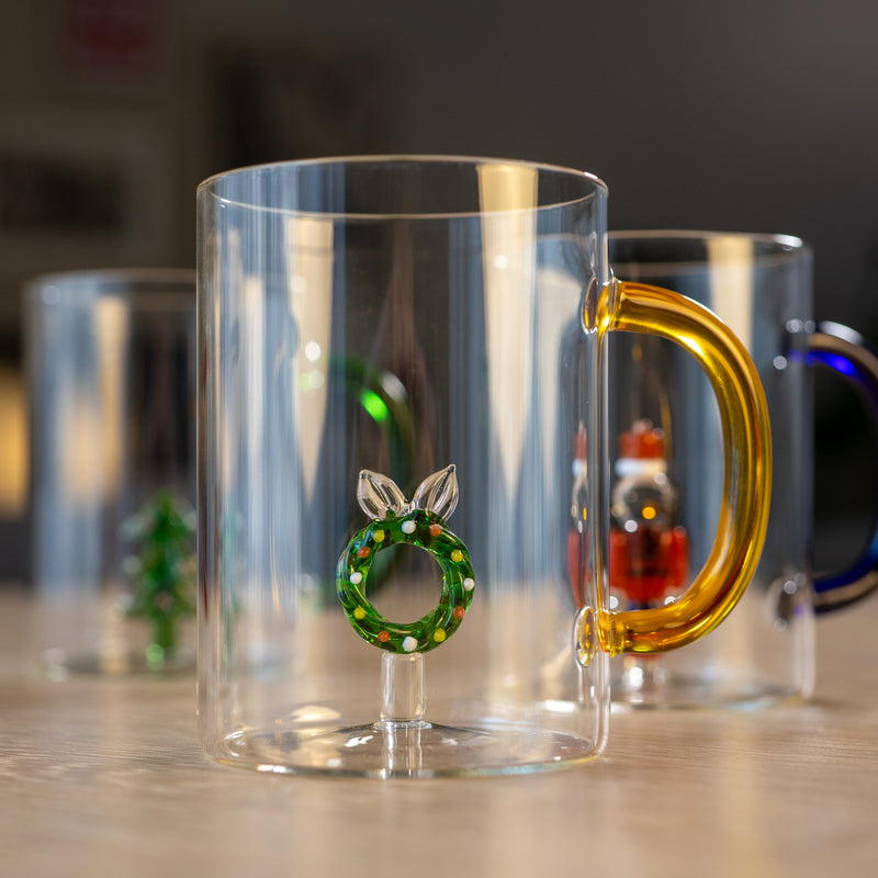 WD LifeStyle Glas-Becher Borosilikat Cc 420 Ml Dekoration Weihnachtskranz