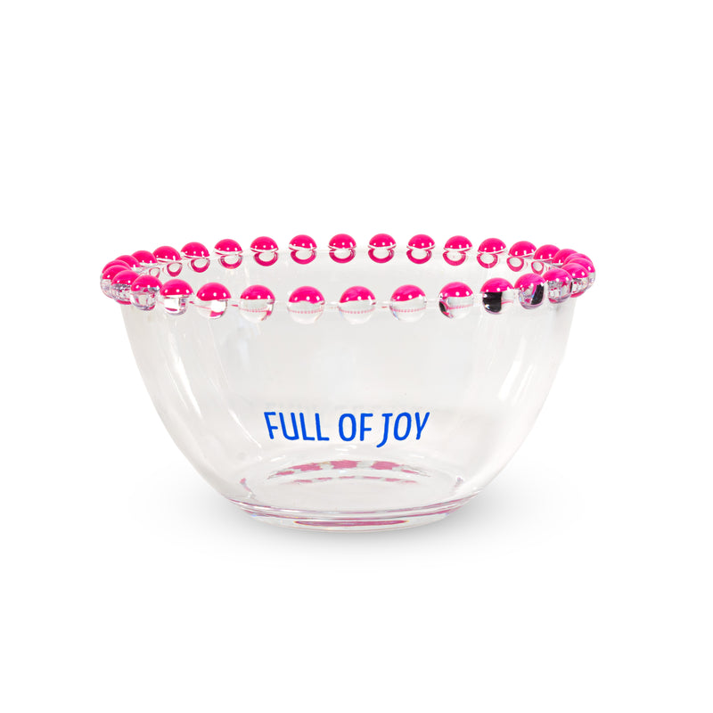 WD LifeStyle Set 2 Schüsseln 500 ml aus Glas Dekoration "Start Fresh" und "Full of Joy" Rosa Blau