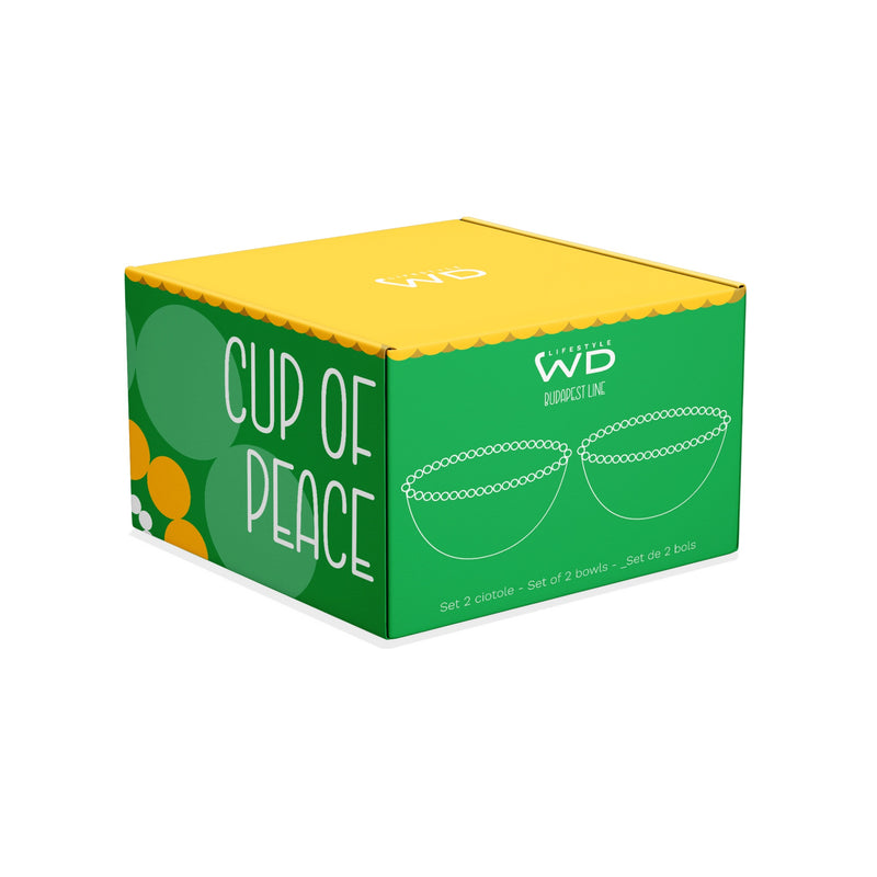 WD LifeStyle Set 2 Schüsseln 500 ml aus Glas Dekoration "Cup of joy" und "Cup of peace" Gelb Grün