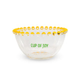 WD LifeStyle Set 2 Schüsseln 500 ml aus Glas Dekoration "Cup of joy" und "Cup of peace" Gelb Grün