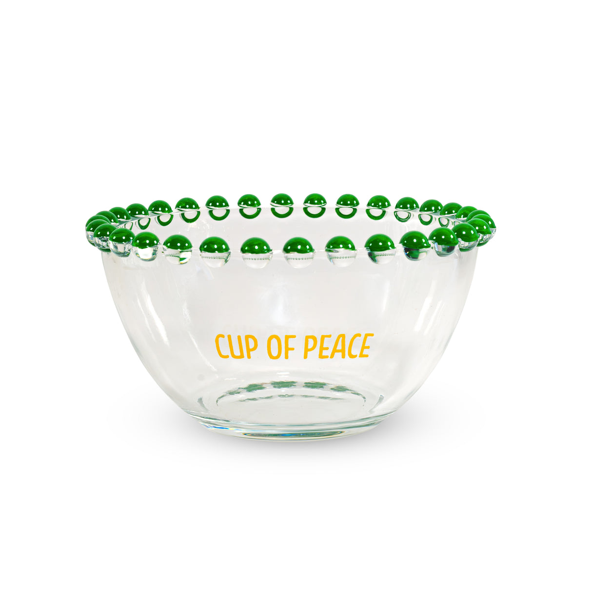 WD LifeStyle Set 2 Schüsseln 500 ml aus Glas Dekoration "Cup of joy" und "Cup of peace" Gelb Grün
