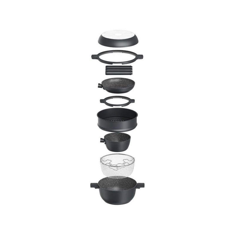 Tognana Batteria di Pentole 11 Pezzi  Modulo Dark Grey in Alluminio Beige – Set Pentole e Casseruole per la Cucina