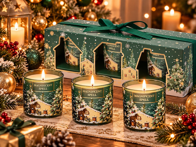 EDG Enzo De Gasperi Set 3 Kerzen Noel Kardamom-Duft H6 Ø5 cm – Weihnachtskerzen