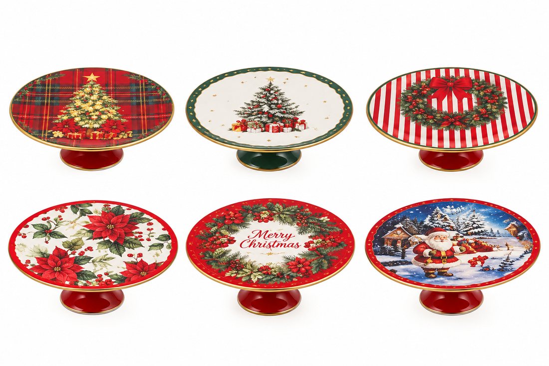 Ad Trend Weihnachts-Etagere Ø29 cm H10 cm – Dekorative Etagere für Gebäck, Torten, Tischdeko und Weihnachtstafel, Sortierte Modelle 1 Stk.