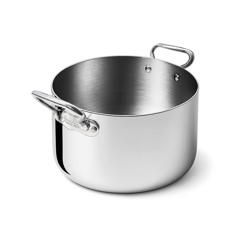 AGNELLI Kasserolle Hoch Aluinox 3Ply 2 Griffe Edelstahl Glänzend 28x18 cm