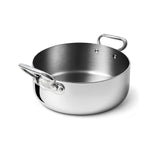 AGNELLI Flacher Topf Aluinox 3Ply Glänzendes Edelstahl 32x12 cm 2 Griffe