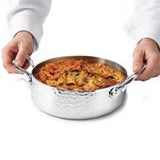 AGNELLI Flacher Topf Gehämmert Aluinox 3-lagig 24x9,5 cm mit 2 Edelstahlgriffen