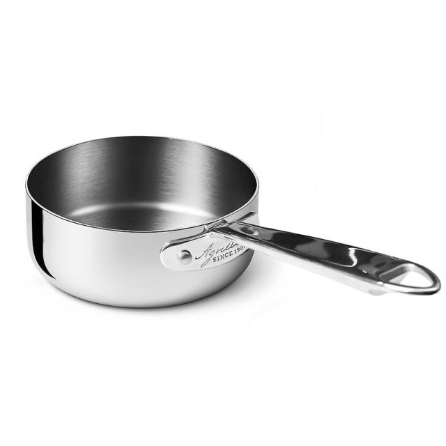 AGNELLI Flache Kasserolle Aluinox 3Ply mit 1 Edelstahlgriff 28x11 cm