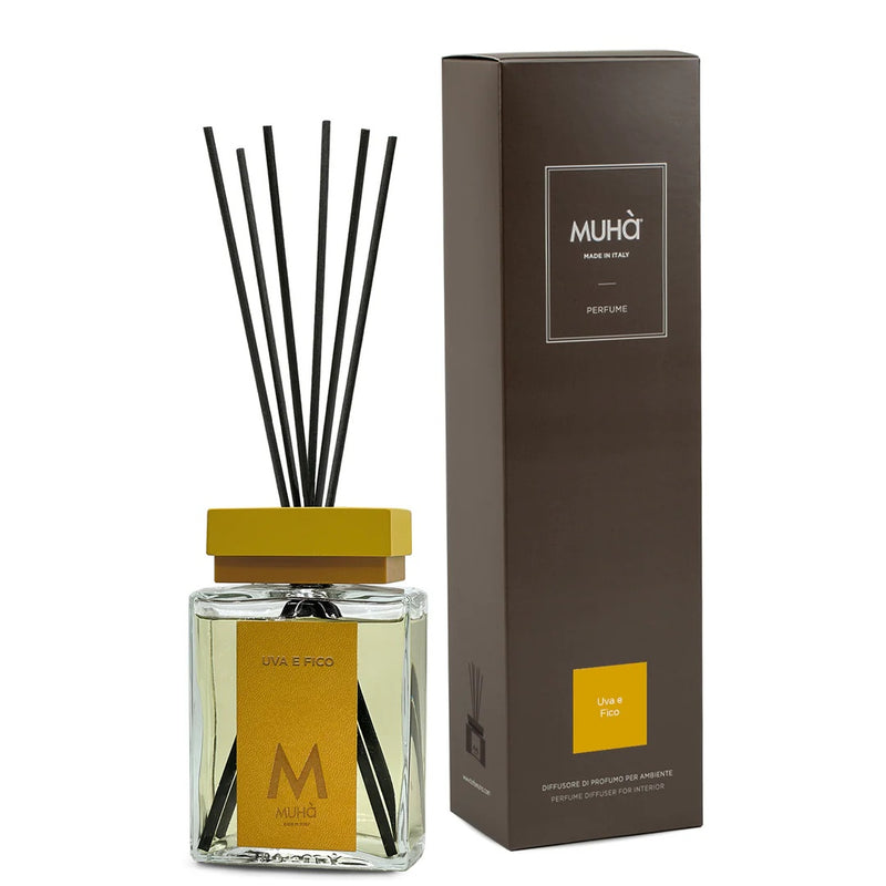 Muhà Luxe Perfume Raumduft mit Stäbchen Traube und Feige 200 ml