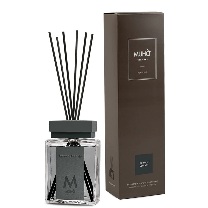 Muhà Luxe Perfume Diffuseur Ambiance avec Bâtonnets Tonka et Bois de Santal 200 Ml