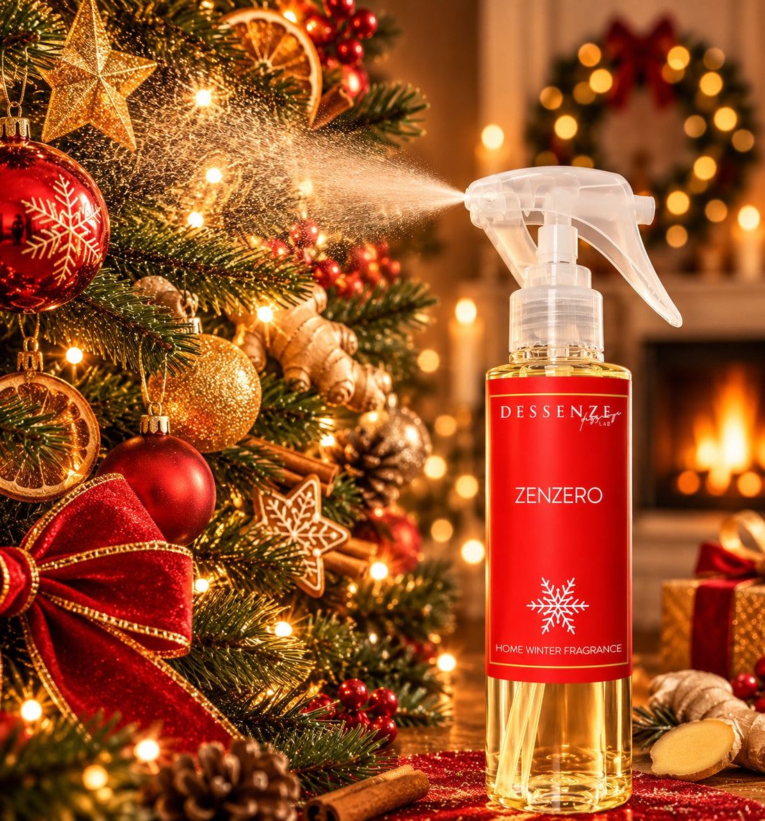 DESSENZE Duft für den Weihnachtsbaum Christmas Spray Ingwer 100 ml – Weihnachtlicher Duftspray