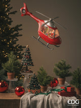 EDG Enzo De Gasperi Weihnachtsdeko Hubschrauber H 23 Cm L 47 Cm L 10,5 Cm Musik Mov. Led Rot