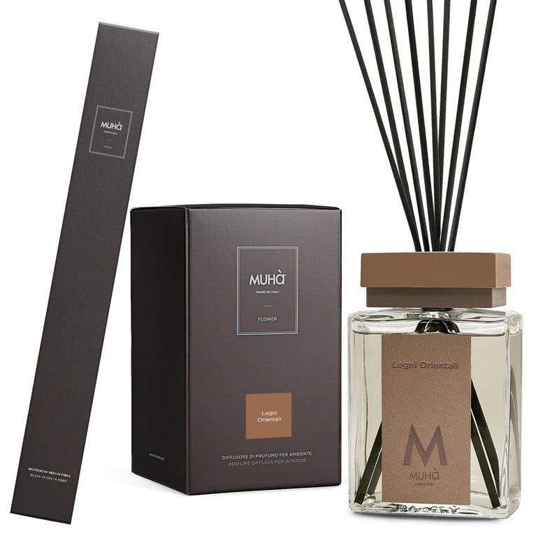 Muhà Luxe Perfume Raumdiffusor mit Holzstäbchen Orientalisches Holz 1.000 ml