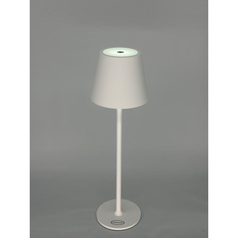 L'Arcolaio LED-Lampe Touch Wiederaufladbar H 38 cm 10 x 10 cm IP54 Round Pro Weiß