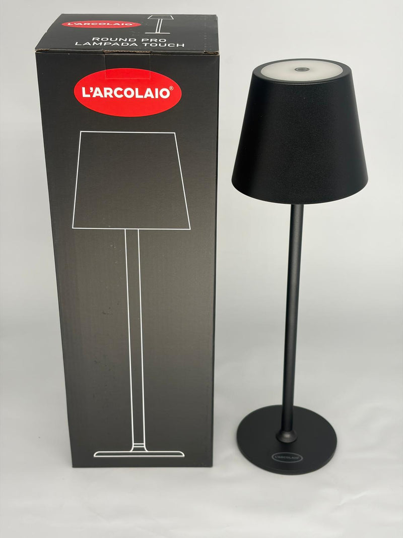 L'Arcolaio LED-Leuchte Touch Wiederaufladbar H 38 cm 10 x 10 cm IP54 Round Pro Schwarz